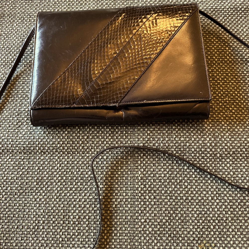 I. Magnin Elegant Black Leather Clutch/Purse